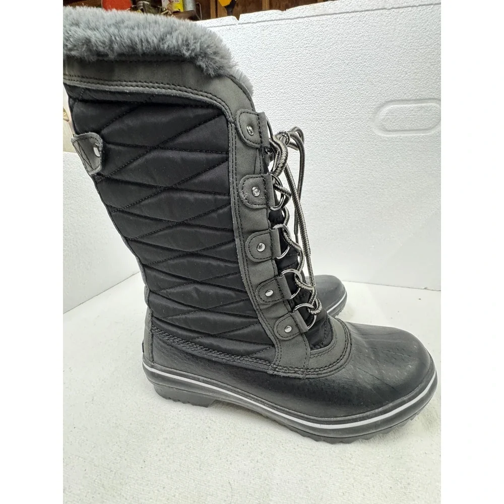 JBU‎ Chilly Winter Boots Women 7M Black Water Resistant Faux Fur Quilt